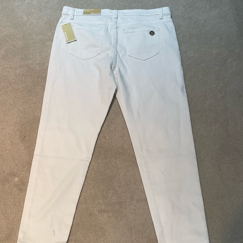 Michael Kors Izzy Skinny Ankle White Jean Pants Basics Size 12 NWT $99.50